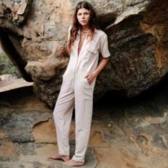 ozma Pants - NWT Ozma Painters Jumpsuit ivory sz L